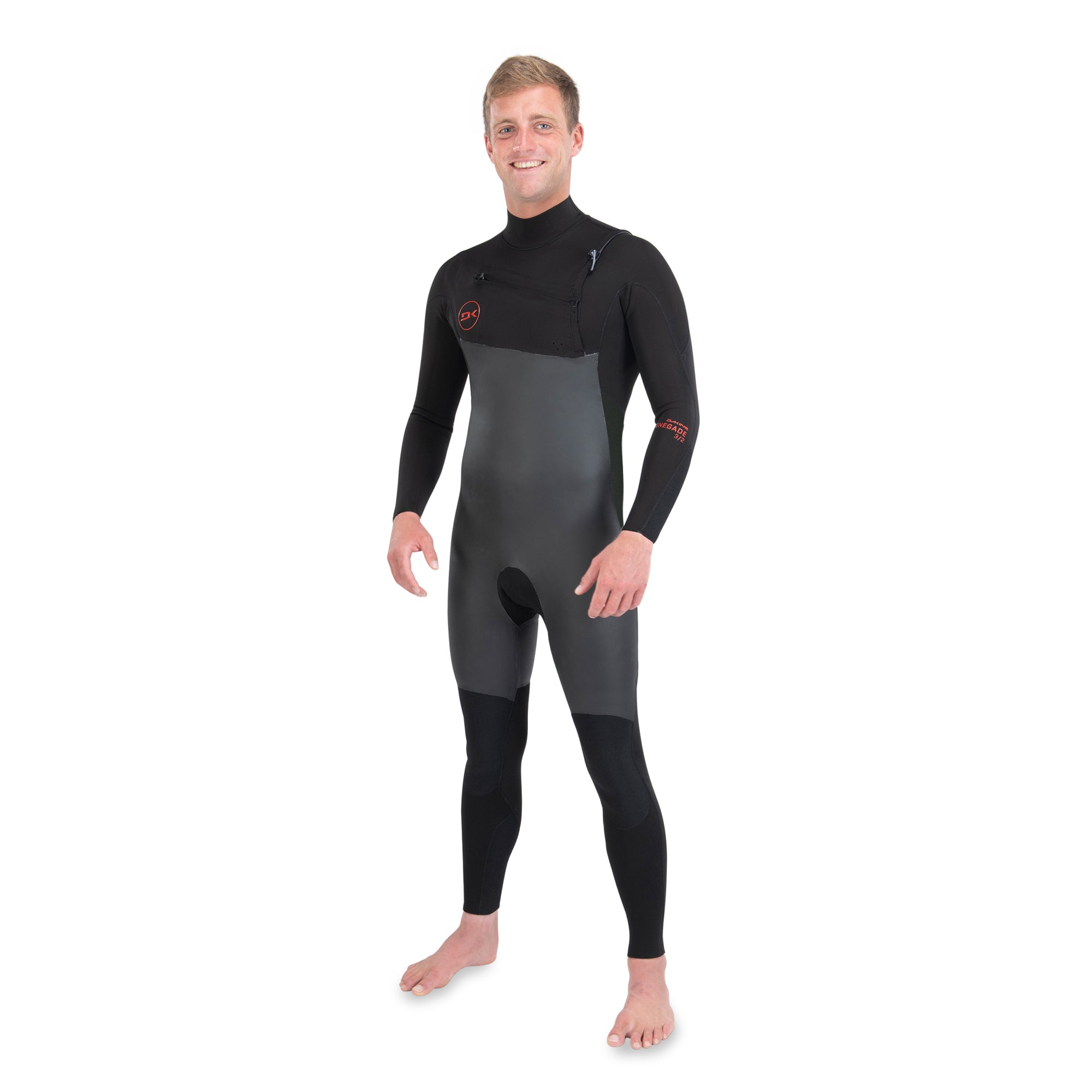 Dakine Mens Renegade Wind Chest Zip 5 4 3mm Full Wetsuit Black Outside Front Side