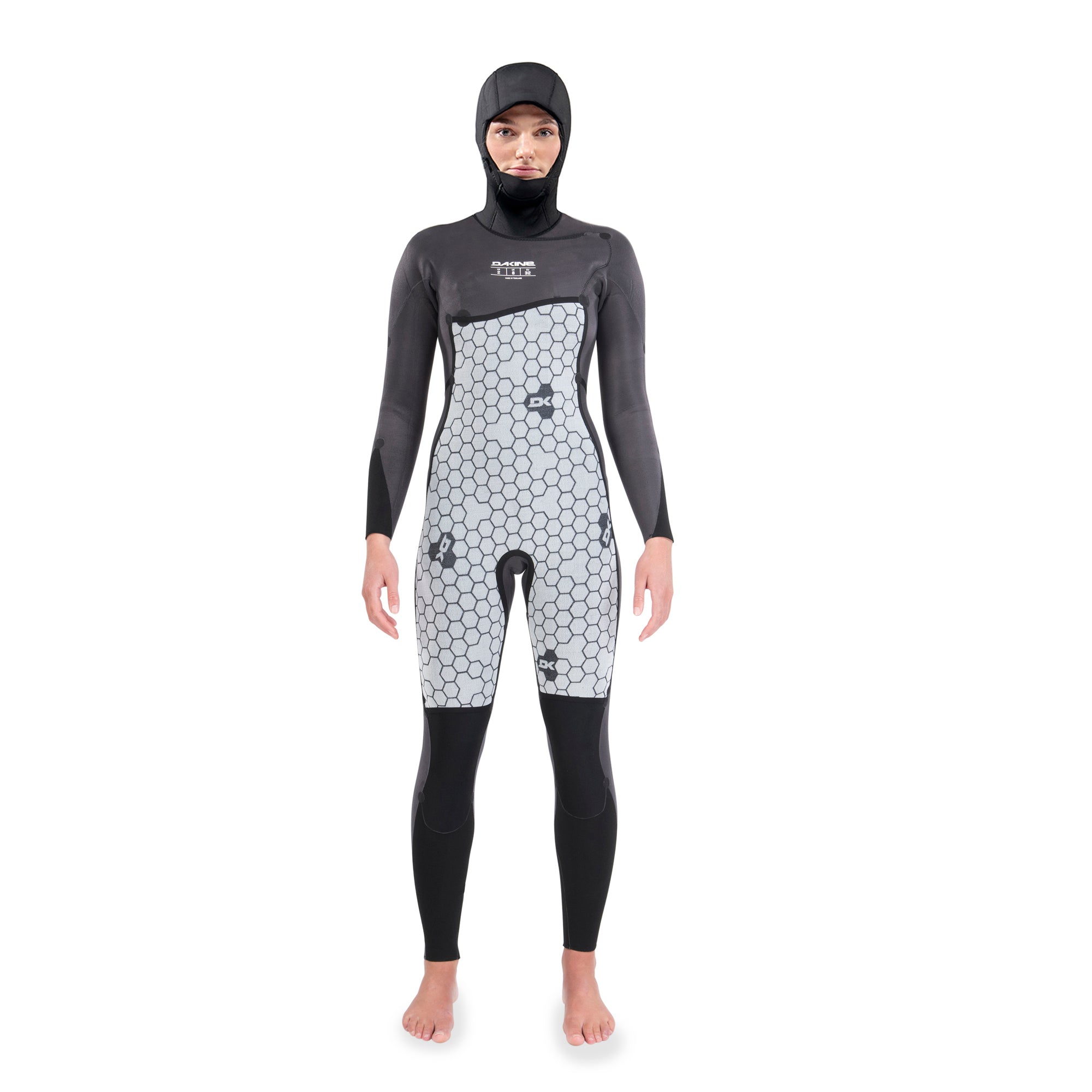 Dakine Womens Mission Chest Zip Hooded Fullsuit 5 4 3mm Black Inside Front