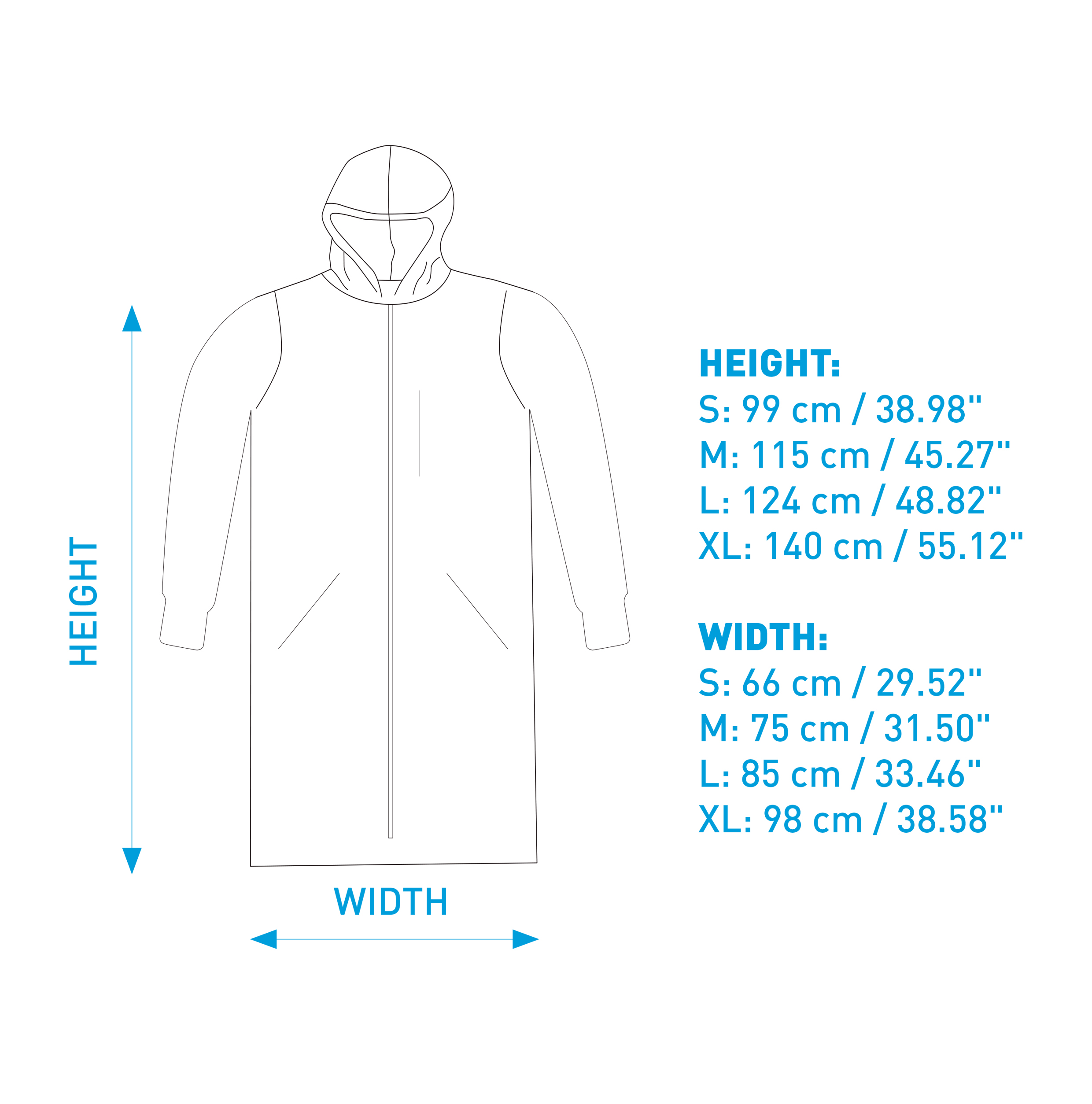 Surflogic Storm robe long sleeve (59825-28) - Size Chart