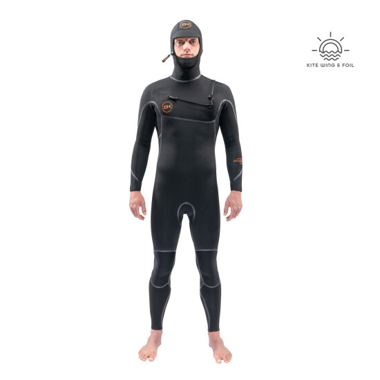 Mens Cyclone Chest Zip Hooded FullSuit 43mm- Front